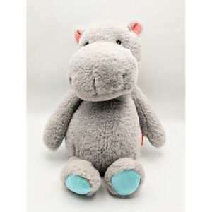 B. Softies Grey Hippo Plush Stuffed Animal Teal Paws CH0940-01 12 Inch